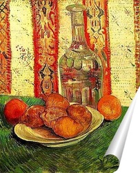   Постер Натюрморт с графином и лемонами на тарелке