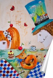   Постер Безумное чаепитие "Шляпник и Алиса"