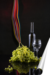   Постер Натюрморт с виноградом и вином