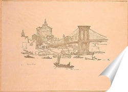   Постер Нью Йорк, бруклинский мост 