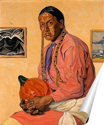   Постер Мужчина с тыквой 