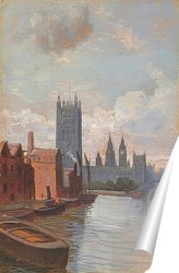   Постер Вестминстерский дворец с моста Ламбет