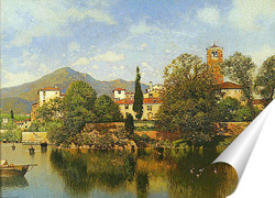   Постер Итальянский город на озере