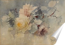   Постер Желтые и розовые розы