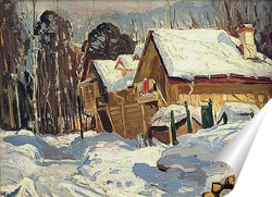   Постер Зимний пейзаж с домами