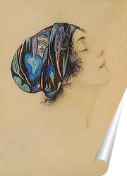   Постер Молодая женщина в профиль, в тюрбане 
