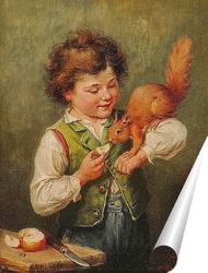   Постер Мальчик с белкой