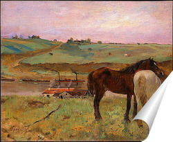  Постер Лошади на лугу