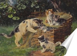   Постер Кошка со своими четырьмя мальчиками