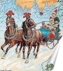  Санта-Клаус кормление лошадив конюшне