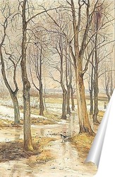   Постер Весенний пейзаж с сорокой