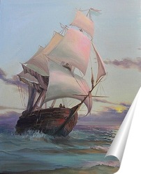   Постер Корабль на море
