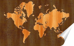   Постер деревянная карта