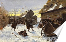   Постер Военное сражение в снежной деревне