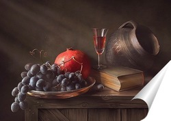   Постер Старинный сосуд и фрукты