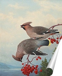  Снегири и зимний пейзаж
