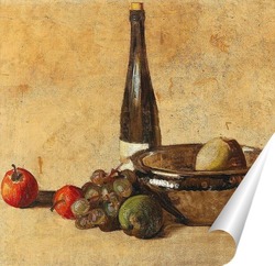   Постер Натюрморт с бутылкой вина и фруктами