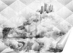   Постер Город в облаках