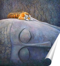   Постер Спящий Будда и тигр