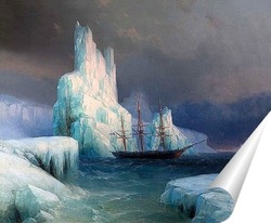   Постер Ледяные горы в Антарктике. 1870