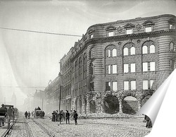   Постер Рыночная улица в тумане после землетресения и пожара, Сан-Франциско, 1906