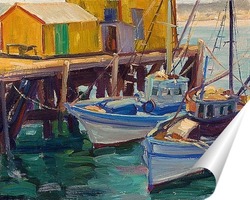   Постер Рыбацкие лодки в доке 