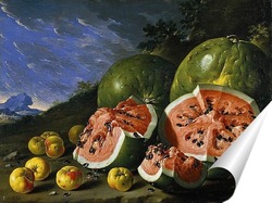   Постер Натюрморт:  арбузы и яблоки