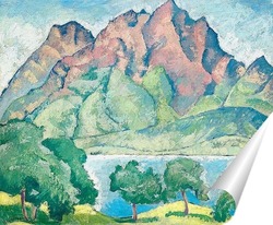   Постер Пейзаж, вид на озеро Люцерн и Пилатус. 1915