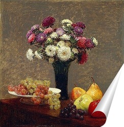 Астры и фрукты на столе