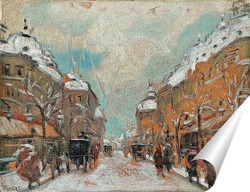   Постер Зимняя уличная сцена