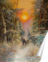   Постер Зимним лесом