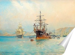   Постер Французский фрегат у берегов французской Ривьеры
