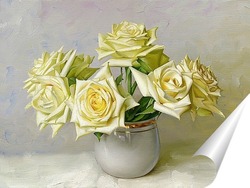 Белые розы в античной вазе
