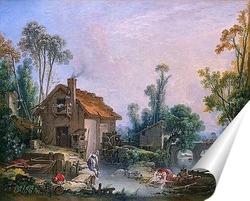   Постер Пейзаж с водяной мельницей