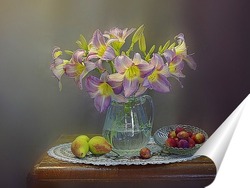   Постер Нежно розовые лилейники в вазе