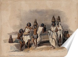   Постер Группа нубийских женщин и детей, отдыхающих у Нила в Корти, Судан
