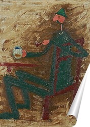   Постер Мужчина с трубкой и пивом