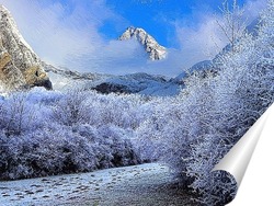   Постер зимние горы