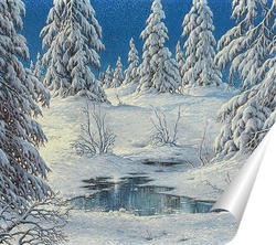   Постер Снежный зимний лес в Шварцвальде