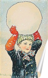   Постер Мальчик и снежный ком