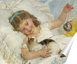   Постер Девочка с котёнокм