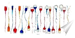   Постер Бутылки, из которых льются струи вина.