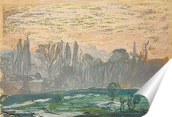   Постер Зимний Пейзаж с Вечерним Небом