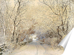   Постер Дорога,зимний пейзаж
