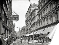   Постер Вашингтон-стрит на севере от храма Place, 1906