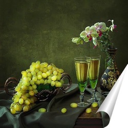   Постер С орхидеей и виноградом