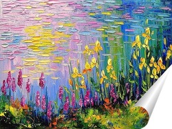  Постер Цветы у пруда