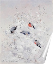  Птицы на зимней ветке