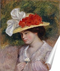   Постер Женщина в шляпе с цветами