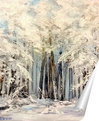   Постер Зима в лесу